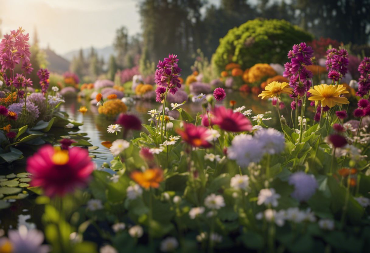 Jardin suspendu avec plantes et fleurs vibrantes
