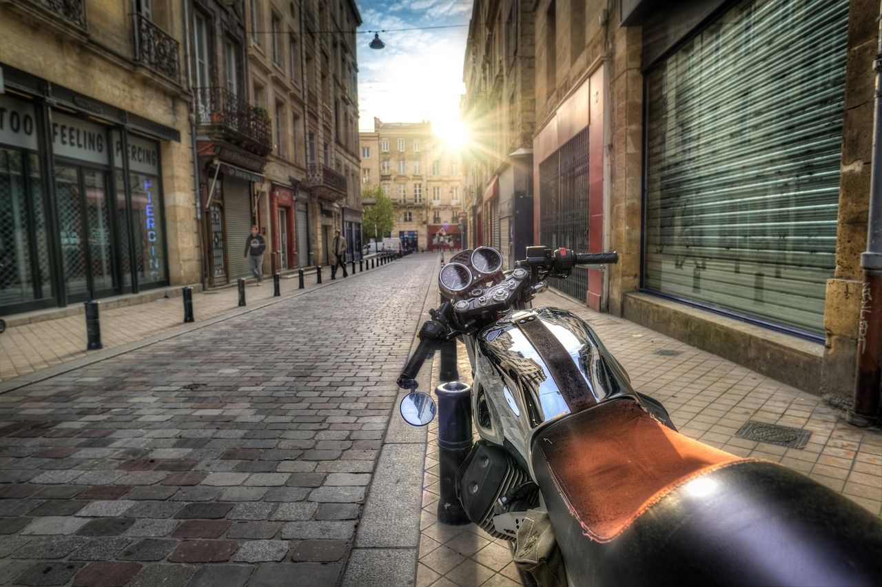 Moto, Rue, Garé, Bicyclette, Hdr